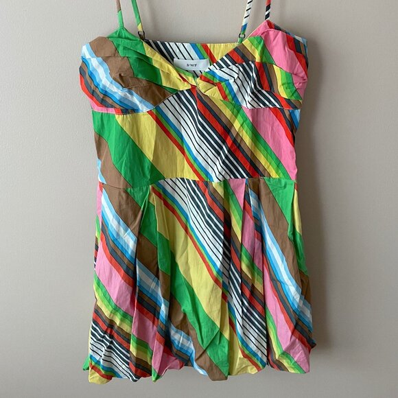 NWT! SWF Fitted Balloon Cotton Mini Dress - La Fiesta Multicolor - Bubble Hem 🔮 - Picture 8 of 9